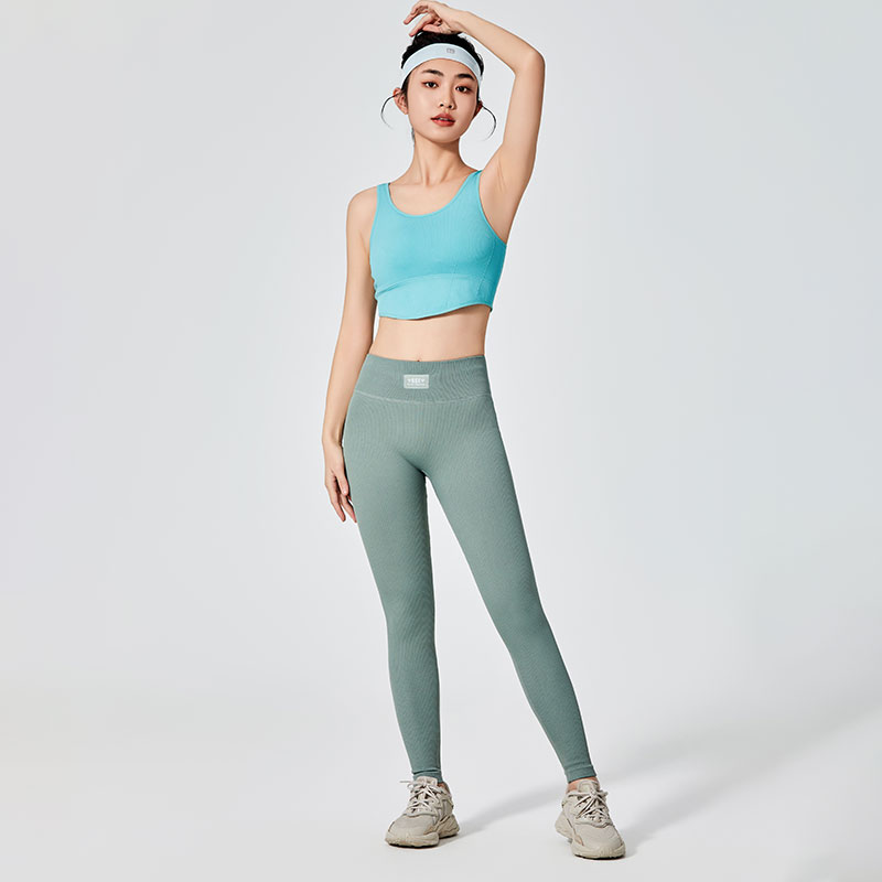 Leggings sportivi da donna in tinta unita verde