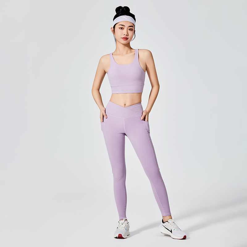 Leggings sportivi da donna in tinta unita lilla